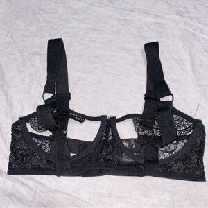 Hauty Bra Women’s Size XS Cutout Lingerie Sexy Black Open Cup Rave Club Festival